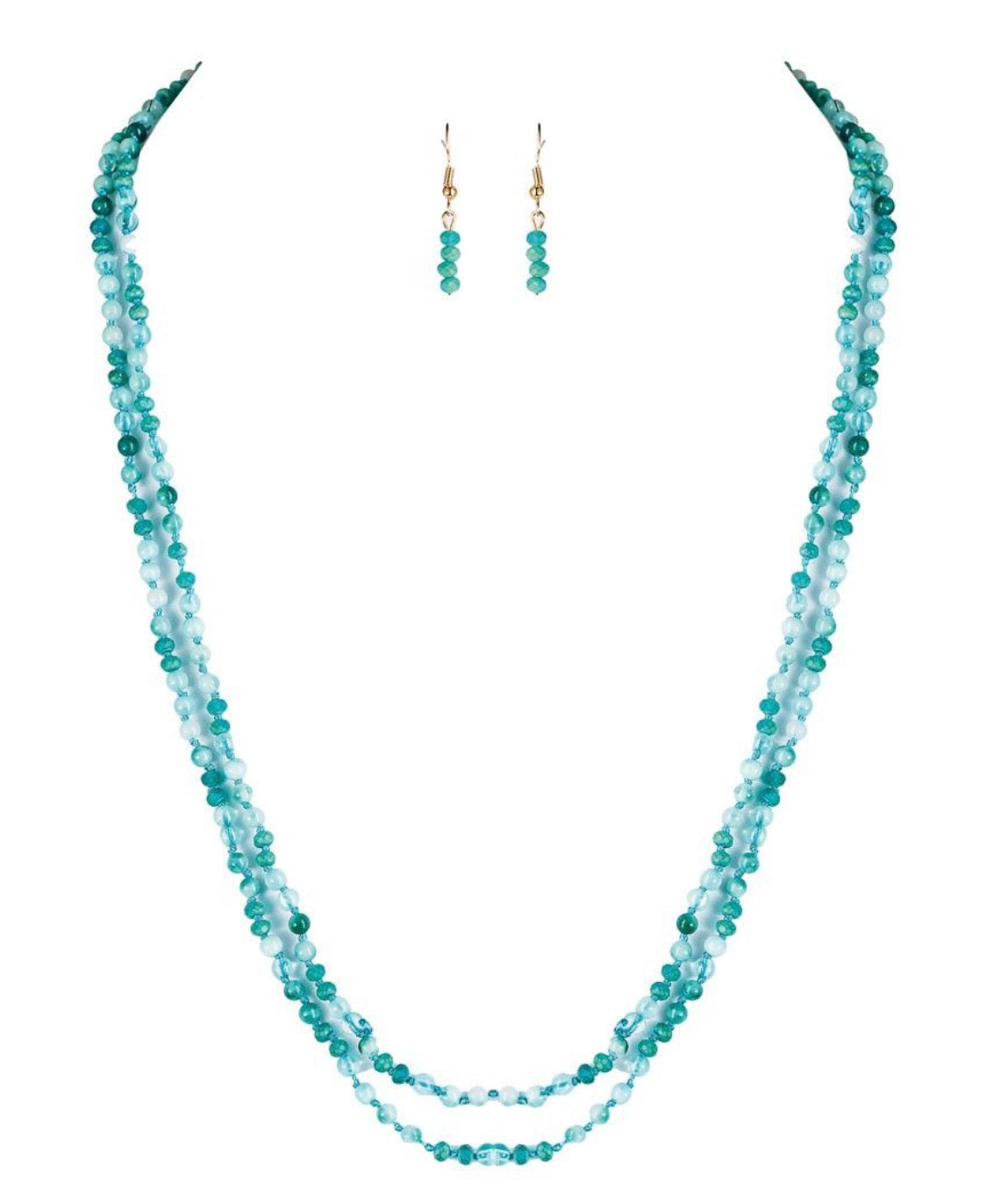 Blue Stone Long Necklace Set